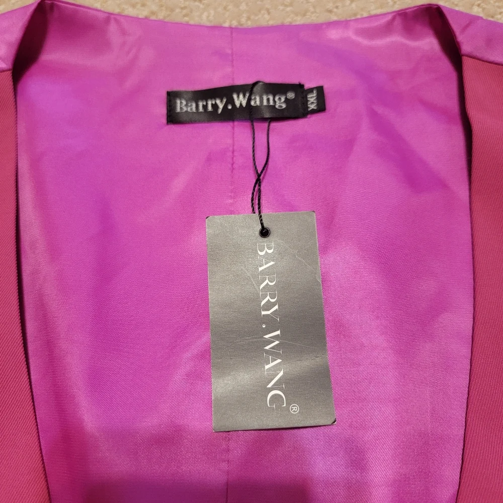 Barry Wang Wedding Vest‎ for Men Ruby Solid V-Neck Waistcoat Size XXL Formal